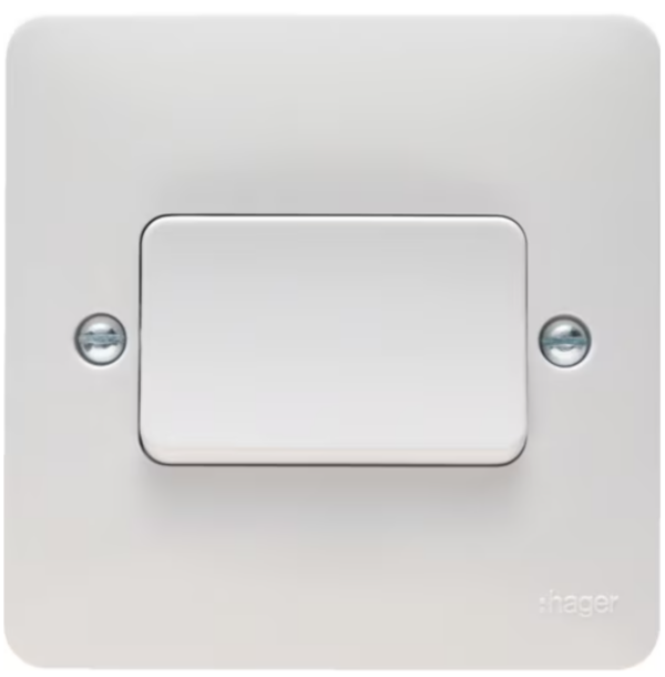 Hager WMPS12W Hager Sollysta WMPS12W 10A 1 Gang 2 Way Wall Switch Wide Rocker 1