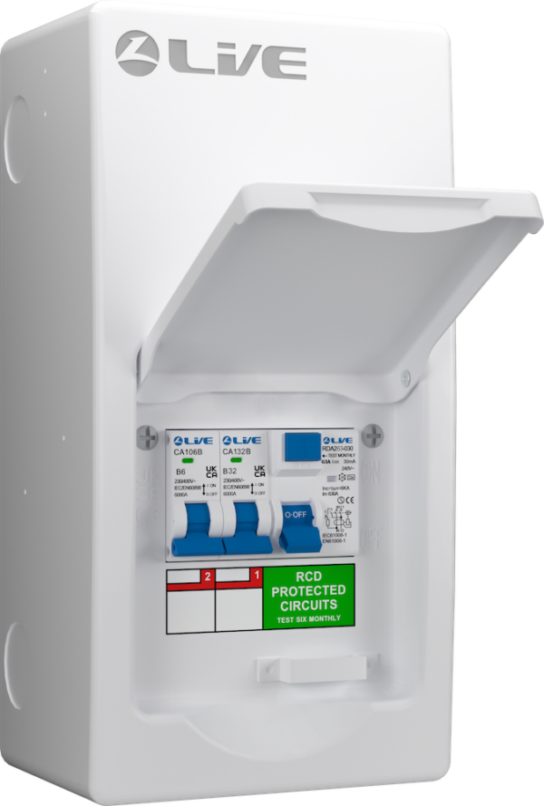Live Electrical LSGU63620 Live Electrical LSGU63620 Garage 63A RCD Consumer Unit with 6A&20A MCBs