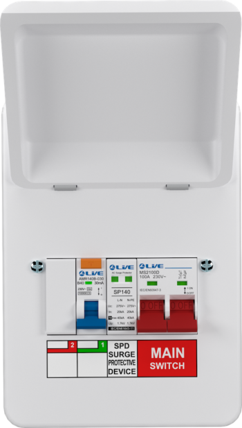 Live Electrical MMGU05-SR Live Electrical MMGU05-SR SPD Garage/EV Consumer Unit with 40A RCBO 1