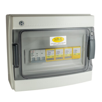 Surge Devices 10811/LEDENCM Surge Devices 10811/LEDENCM 3 Phase SPD Type 1+2+3 100kA with Full Mode Protection & LED Indication in IP65 Polycarbonate Enclosure
