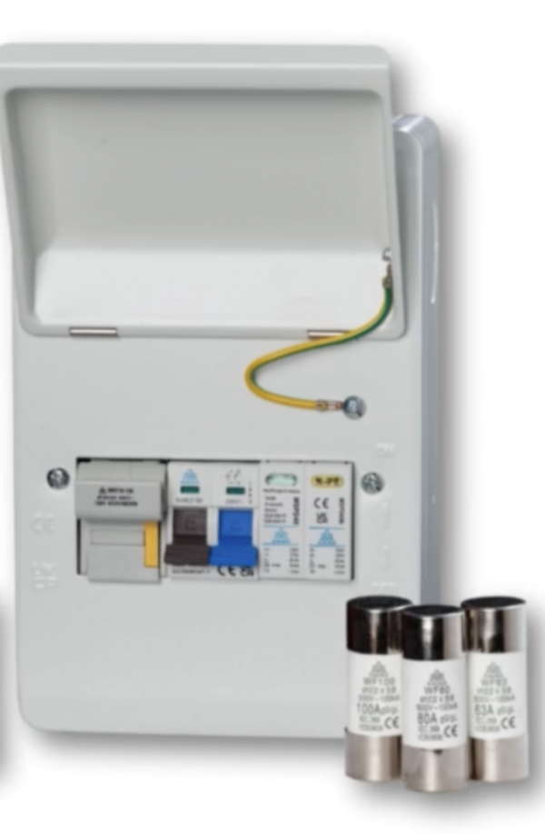 WCED WFMS100/3FSP WCED Metal Fused Main Switch with 3 Fuses & SPD 2