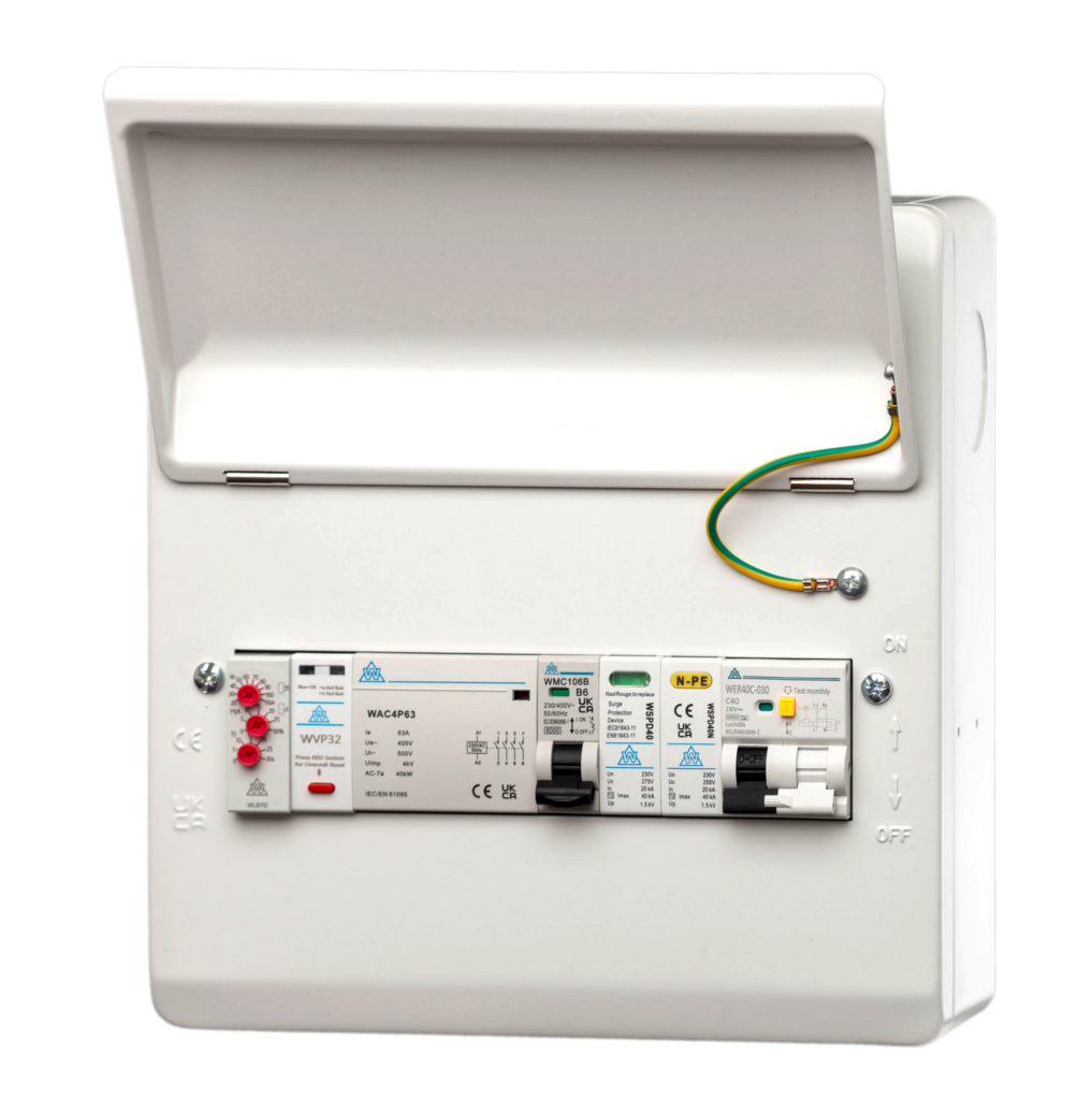 WCED WMEPME10/LB PME Fault Detection Unit with Load Management 10 Mod c/w C40 RCBO Relays and SPD 1