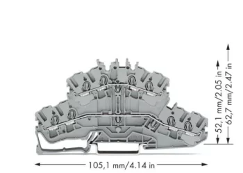Wago 2002-2401 Wago 2002 Double-Deck 4-Conductor Through Terminal Block - 2.5 mm² Grey 2
