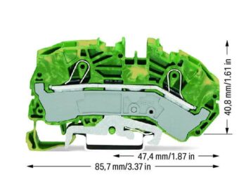 Wago 2016-7607 Wago 2 Conductor Ground Terminal Block 2016-7607 -  Pack of 1 2