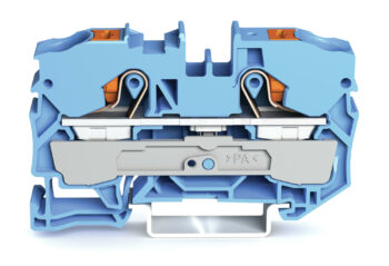 Wago 2210-1204 Wago 2210 2-Conductor Through Terminal Block with Push-Button and Push-In Cage Clamp - 800V 57A 10 mm² Blue 1