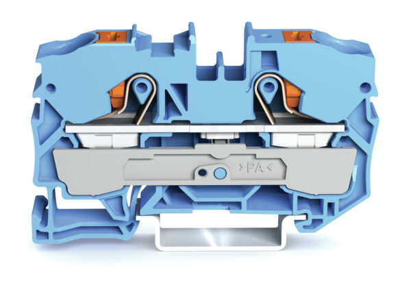 Wago 2210-1204 Wago 2210 2-Conductor Through Terminal Block with Push-Button and Push-In Cage Clamp - 800V 57A 10 mm² Blue 1