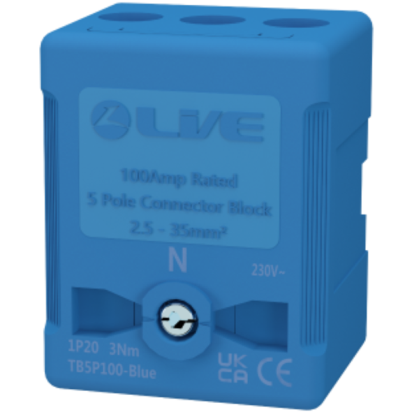 Live Electrical TB5P100-BLUE Blue Terminal Block