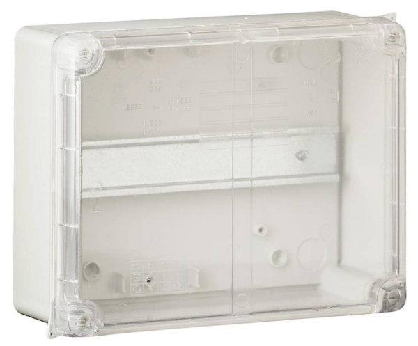 Wiska 6886LHG - CLWIB4/DR Junction Box with Clear Lid and DIN Rail - IP65 - 230 x 180 x 88mm