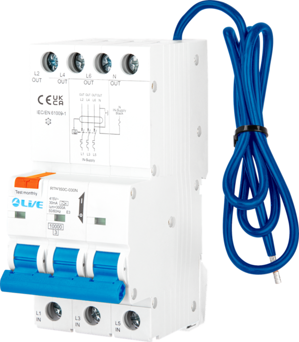 Live Electrical 3P+N 6A B Curve 30mA Type A RCBO